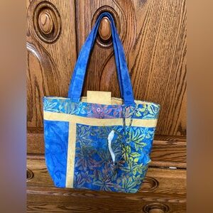 Handmade Blue Medium Yellow Tote Bag with Sachet Bag New